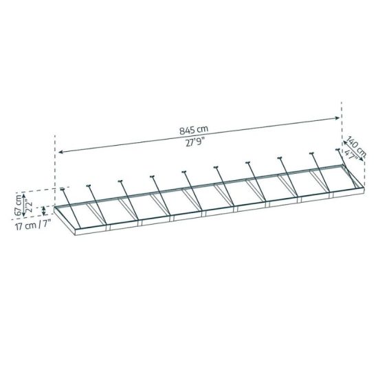 גגון SOPHIA XL אפור שקוף 1.4x8.5 מבית פלרם - Canopia