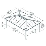 גזיבו לגינה DALLAS 4.3x6.1 רחב בצבע אפור מבית פלרם – Canopia