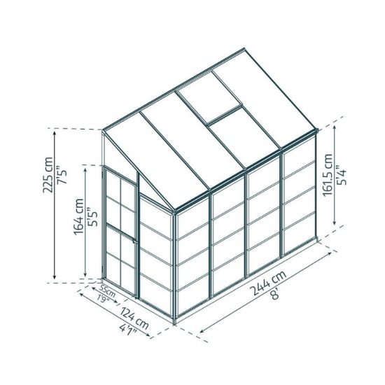 חממה ביתית 1.2x2.4 LEAN TO מבית פלרם - Canopia