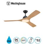 מאוורר תקרה Jessica IP44 "52 DC שלט תאורה, שחור + דמוי עץ אלון