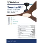 מאוורר תקרה Jessica IP44 "52 DC שלט תאורה, שחור + דמוי עץ מהגוני