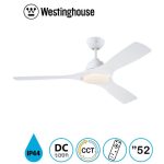 מאוורר תקרה Jessica IP44 "52 DC שלט תאורה לבן מט WH
