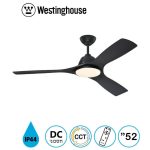 מאוורר תקרה Jessica IP44 "52 DC שלט תאורה שחור מט WH
