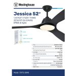 מאוורר תקרה Jessica IP44 "52 DC שלט תאורה שחור מט WH