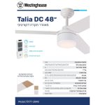 מאוורר תקרה 48" דגם DC TALIA כולל שלט+תאורה 28W CCT לבן
