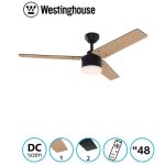 מאוורר תקרה 48" דגם DC TALIA כולל שלט+תאורה 28W CCT שחור