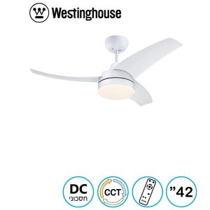 מאוורר תקרה 42" Longwood מנוע DC לבן 28W CCT עמעם ושלט