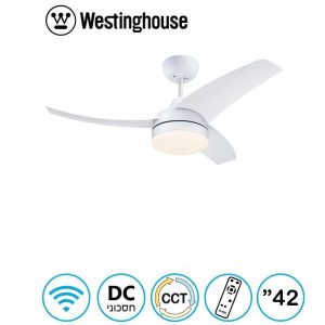 מאוורר תקרה 42" Longwood WIFI מנוע DC לבן 28W CCT עמעם ושלט