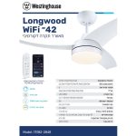 מאוורר תקרה 42" Longwood WIFI מנוע DC לבן 28W CCT עמעם ושלט