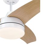 מאוורר תקרה 42" Longwood מנוע DC לבן+דמוי אלון 28W CCT עמעם ושלט