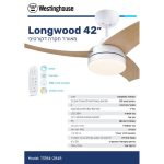 מאוורר תקרה 42" Longwood מנוע DC לבן+דמוי אלון 28W CCT עמעם ושלט