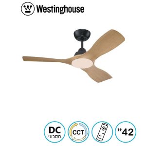 מאוורר תקרה 42" Montana מנוע DC שחור+דמוי אלון 28W CCT עמעם ושלט