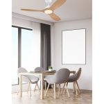 מאוורר תקרה 52" Montana מנוע DC לבן+דמוי אלון 28W CCT עמעם ושלט