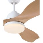 מאוורר תקרה  Erica 42 מנוע DC כולל שלט ותאורה  28W CCT ועמעם ,לבן+דמוי אלון