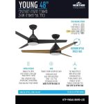 מאוורר תקרה 48" YOUNG מנוע DC שלוש כנפיים MDF כולל שלט ולד 24W CCT שחור+עץ