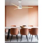 מאוורר תקרה 48" YOUNG מנוע DC שלוש כנפיים MDF כולל שלט ולד 24W CCT לבן+עץ