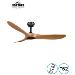 מאוורר תקרה 52" YORK מנוע DC כולל שלט 6 מהירויות שחור ועץ