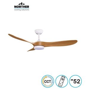 מאוורר תקרה 52" YORK מנוע DC תאורה LED CCT 24W +שלט 6 מהירויות שחור ועץ