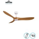 מאוורר תקרה 52" YORK מנוע DC כולל שלט 6 מהירויות לבן ועץ