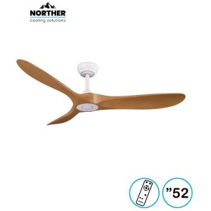 מאוורר תקרה 52" YORK מנוע DC כולל שלט 6 מהירויות לבן ועץ