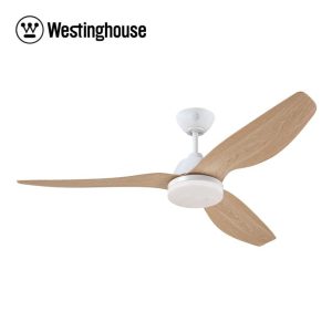 מאוורר תקרה 52DC" + שלט 24W לבן+עץ MAGNOLIA