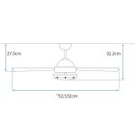 מאוורר תקרה 52DC" + שלט 24W לבן+עץ MAGNOLIA