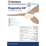 מאוורר תקרה 42DC" + שלט 24W לבן+עץ MAGNOLIA