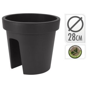 ביץ עציץ נתלה על מעקה 28X25 עגול צבע אפור כהה