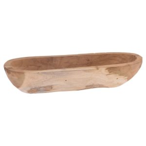 קערת הגשה בצורת קנו מעץ גודל: 40x11x7 ס"מ