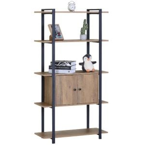 כוננית 4 מדפים+ ארון 80*34*150עץ שחור מתכת