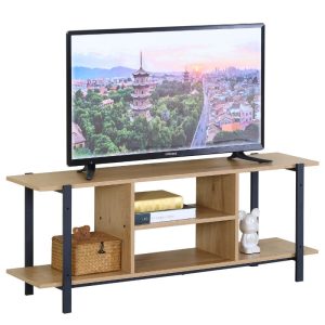 מזנון טלוויזיה 120*35*46 עץ שילוב מתכת