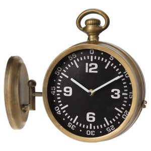 שעון קיר דו-צדדי מתכתי זהב עתיק 30.5X28X10